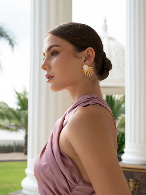 Grande Baroque Pearl Studs | White main image 1