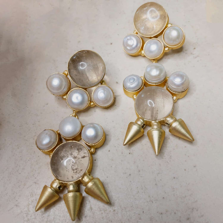 Joan Amber Quartz Dangle Earrings