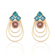 Marcia Peach Quartz and Aqua Semi Precious Earrings