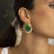 Olivia Green Quartz Stud Earrings