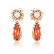 Rossana Orange Gemstones and Fresh Water Pearl Earring