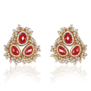 Raissa Orange Statement Stone & Pearls Earrings