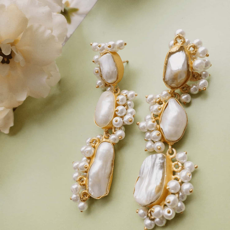 Rebecca Baroque Pearl Dangle Earrings