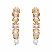 Claudette Pearl Hoop Earrings