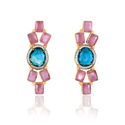 Lucila Semi Precious Pink & Blue Stone Earrings