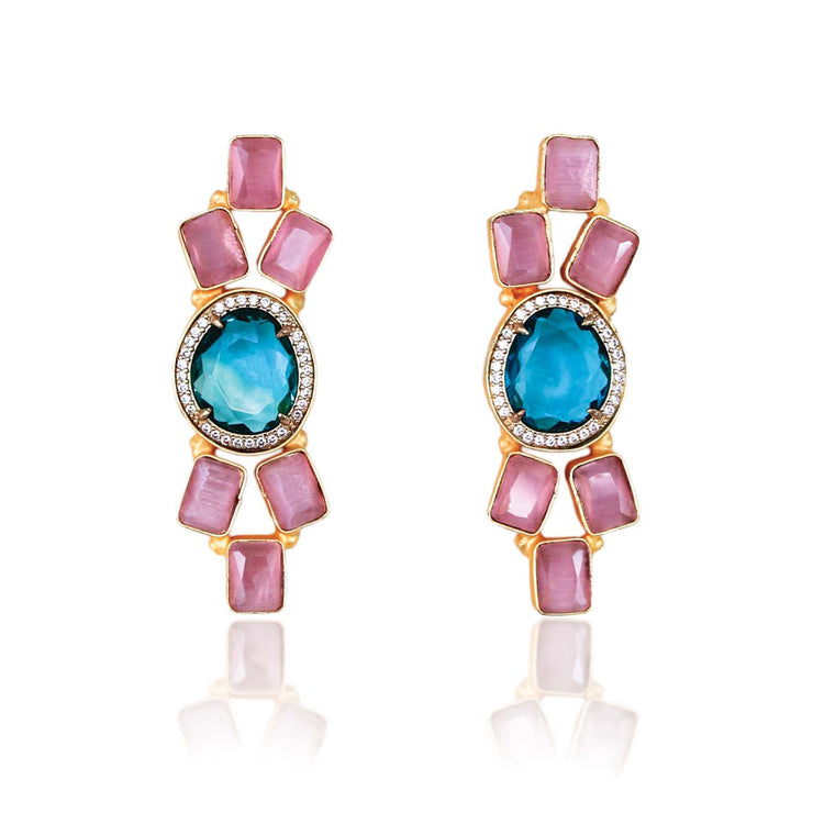 Blue and Pink Sapphire Flower Earrings – Karina Brez