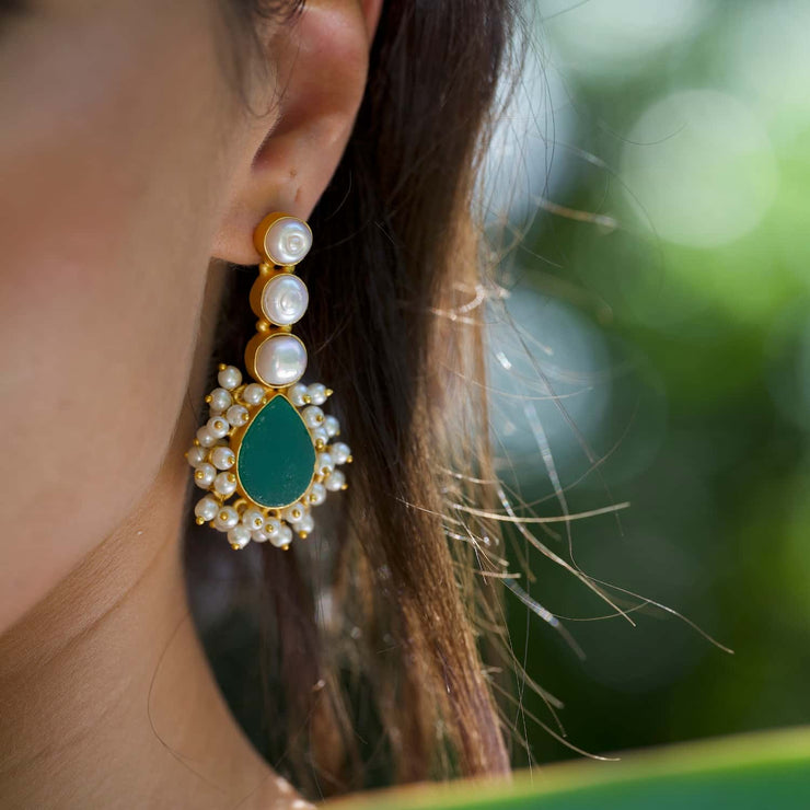 Pink Opal, Amazonite & Green Stone Earrings - L'Atelier Global