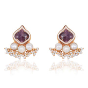 Adriana Crystal and Fresh Water Pearls Earrings in Purple